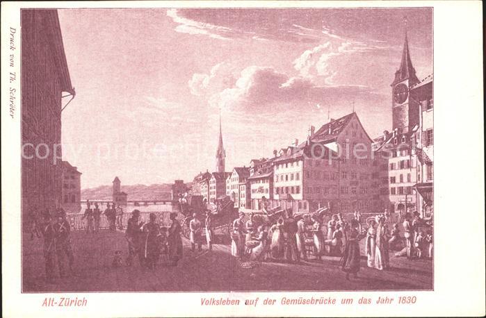 Zuerich Volksleben auf der Gemuesebruecke