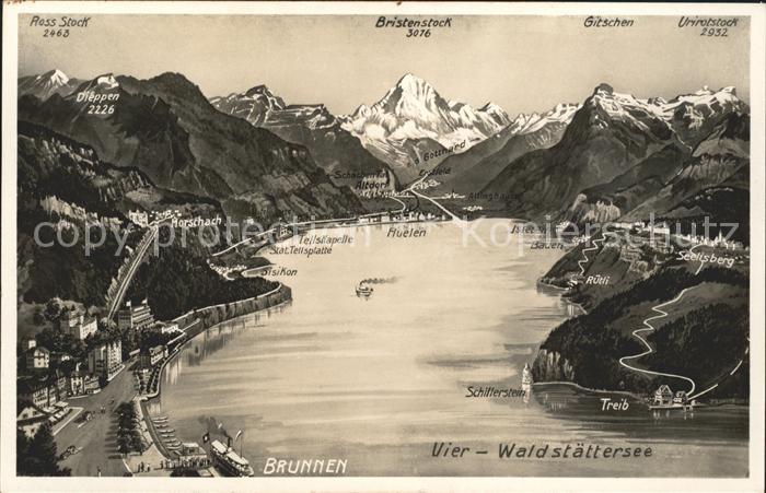 Vierwaldstaettersee und Umgebung Relief Panoramakarte