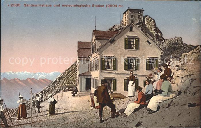 Saentis AR Gasthaus mit meteorologischer Station Wanderer