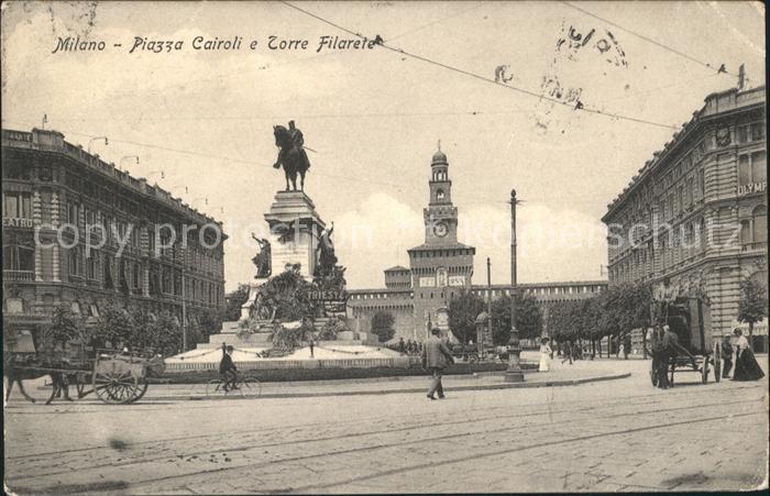 Milano Piazza Cairoli e Torre Filarete