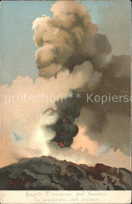 Napoli Neapel Künstlerkarte Vulkan Vesuvio