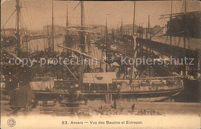Anvers Antwerpen Vue des Bassins et Entrepot