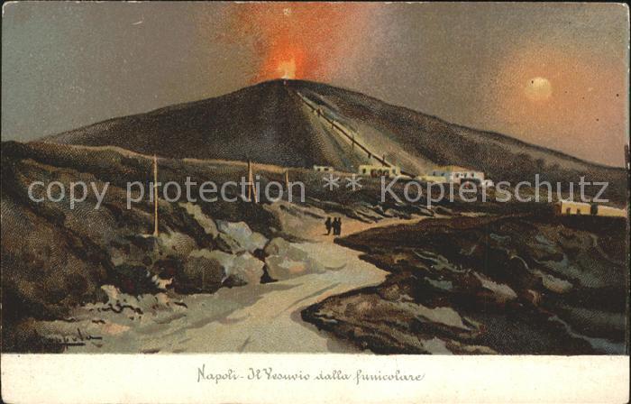 Napoli Neapel Künstlerkarte Vesuvio