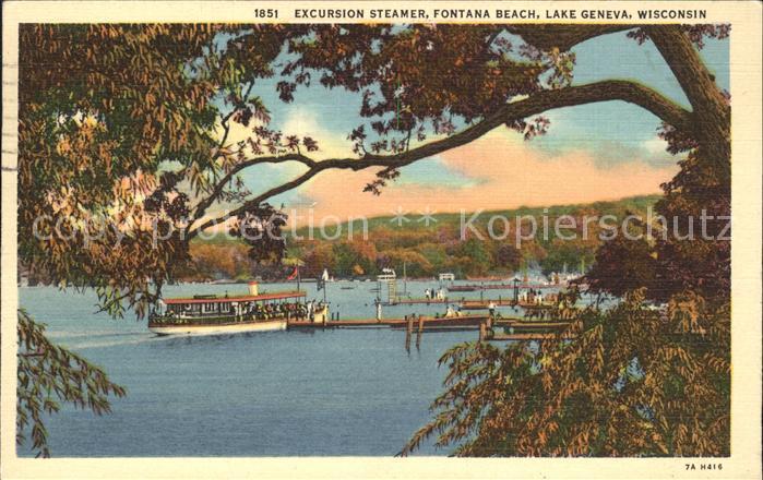 Lake Geneva Wisconsin Excursion Steamer Fontana Beach