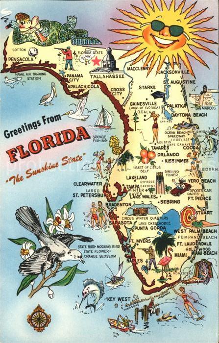 Florida US-State Landkarte Sunshine State