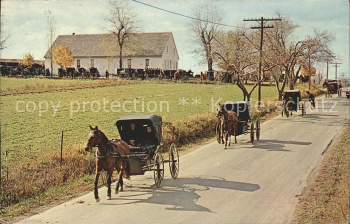 Johnstown Pennsylvania Mennonite Carriages at Church Pferdewagen