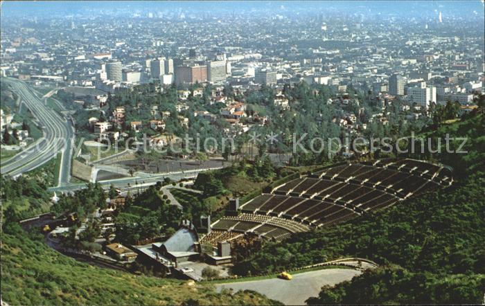 Hollywood California Bowl Freeway and Los Angeles from Hollywood Hills