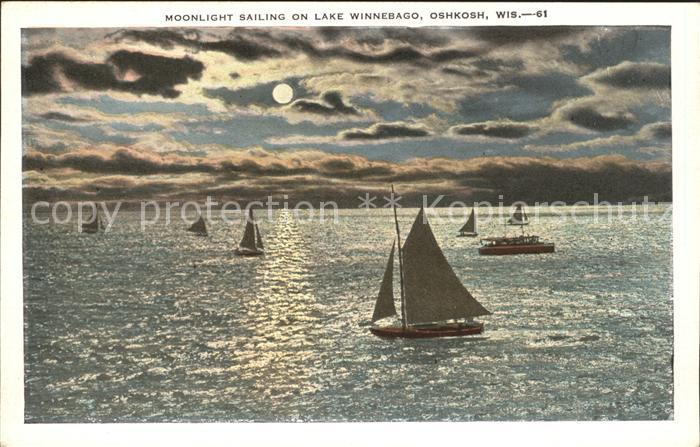 Oshkosh Wisconsin Moonlight Sailing on Lake Winnebago