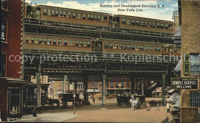 New York City Bowery and Doubledeck Elevated R.R. Pferdekutschen