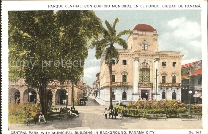 Panama City Panama Central Park with Municipal Building