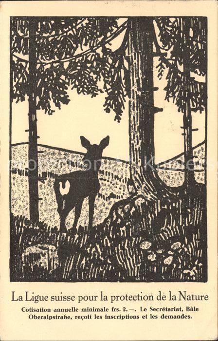 Scherenschnitt Schattenbildkarte Reh Naturschutz La Ligue suisse pour la
