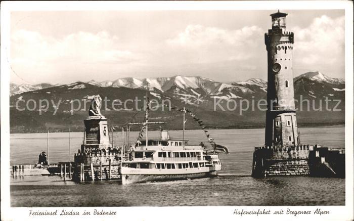 Dampfer Binnenschifffahrt Leuchtturm Lindau im Bodensee Hafeneinf