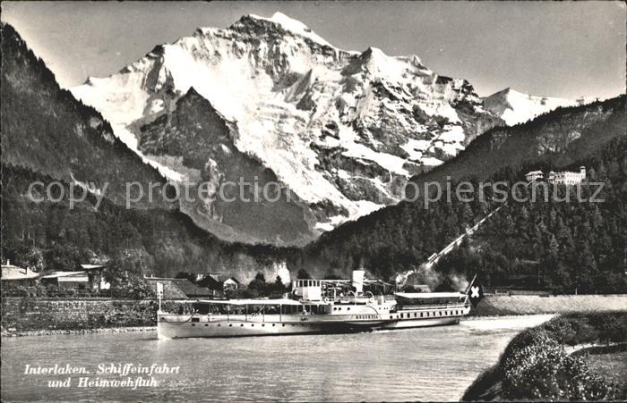 Dampfer Seitenrad Helvetia Interlaken Schiffeinfahrt Heim