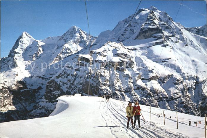 Skifahren Skilift Schiltgrat Muerren Eiger Moench Jungfrau