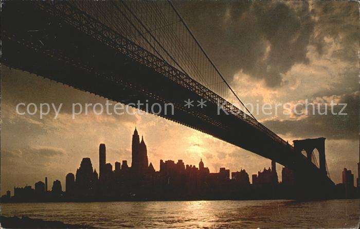 Bruecken Bauwerke Brooklyn Bridge Skyline New York City