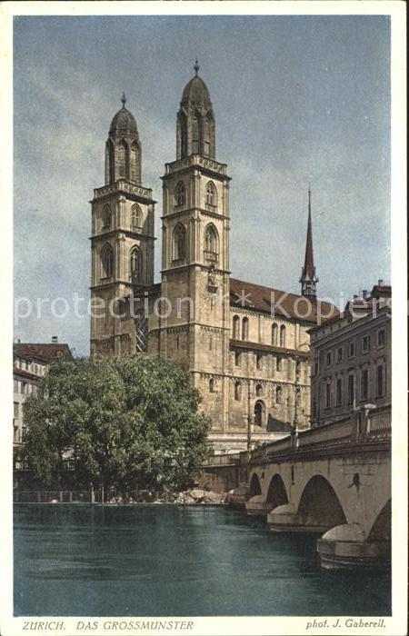 Foto Gaberell J. Nr. 2492 Zürich Grossmünster