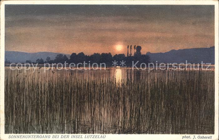 Foto Gaberell J. Nr. 2196 Sonnenuntergang Insel Lützelau