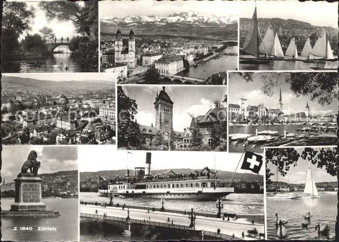 Dampfer Binnenschifffahrt Segelboote Zürich Stadtansichten