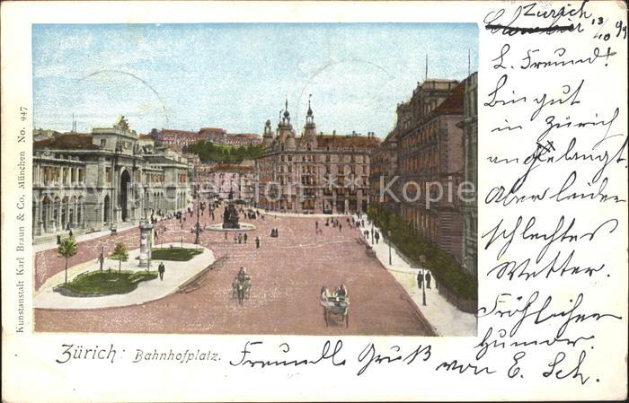 Goldfensterkarte Nr. 947 Zürich Bahnhofplatz