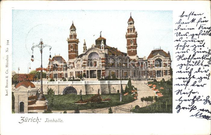 Goldfensterkarte Nr. 944 Zürich Tonhalle Verlag Karl Braun