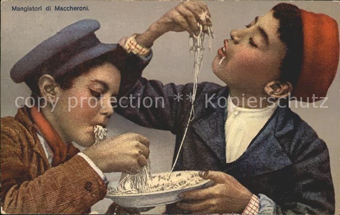 Typen Italien Kinder Spaghetti Mangiatori di