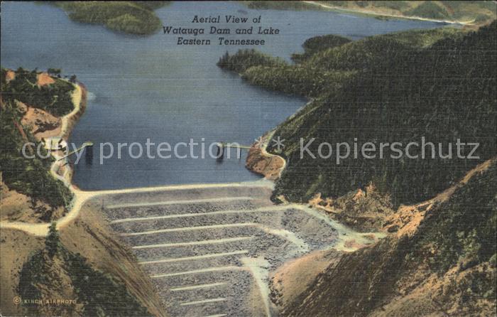 Tennessee US-State Aerial view of Watauga Dam and Lake Eastern Tennesse
