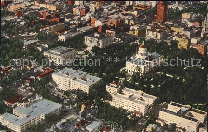 Sacramento California Airview of state capitol office Buildings