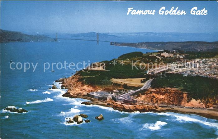 San Francisco California Fliegeraufnahme Golden Gate Bridge Mile Rock Lighthouse