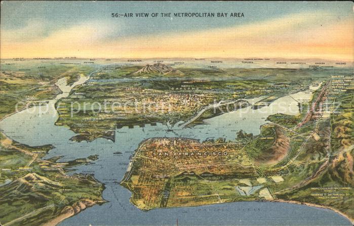 San Francisco California Fliegeraufnahme Topographical View Metropolitan Bay Are