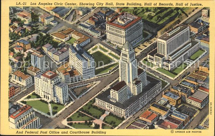 Los Angeles California Civic Center City Hall Hall of Records Federal Post Offic