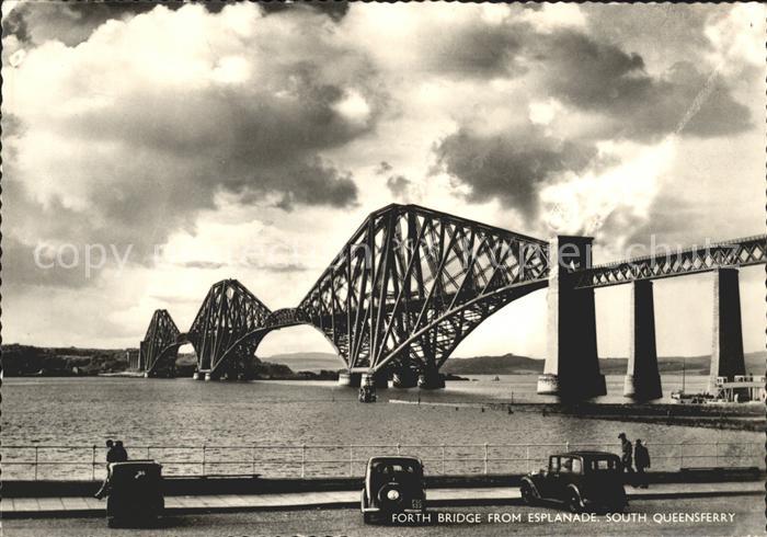 Queensferry Edinburgh, City of Forth Bridge from Esplanade Autos