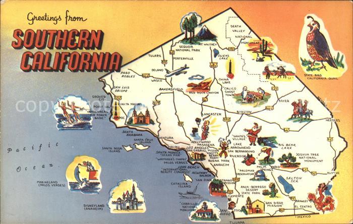 California US-State Map of Southern California Landkarte