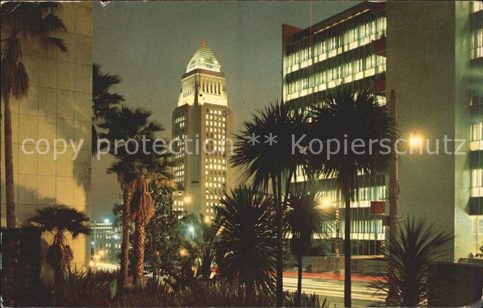 Los Angeles California City Hall and Hall of Records at night