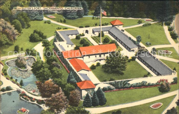 Sacramento California Sutters Fort aerial view