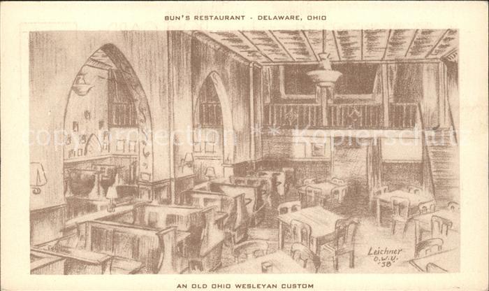 Delaware Ohio Bun's Restaurant Kuenstlerkarte Leichner