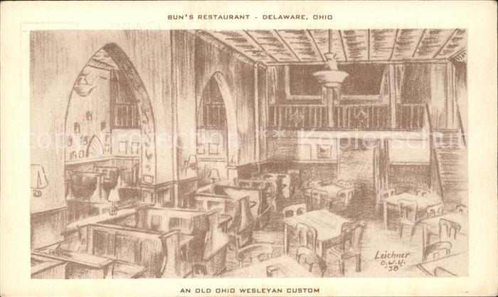 Delaware Ohio Bun's Restaurant Kuenstlerkarte Leichner