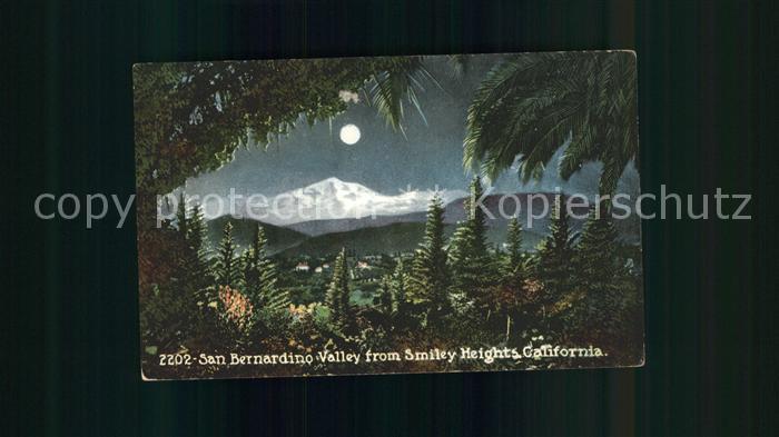 California US-State San Bernardino Valley from Smiley Heights at moonlight