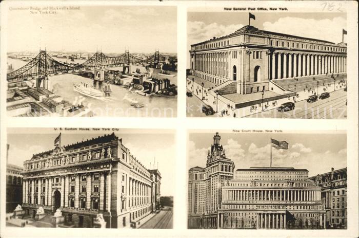 New York City Queensboro Bridge Blackwells Island Post Office Court House Custom