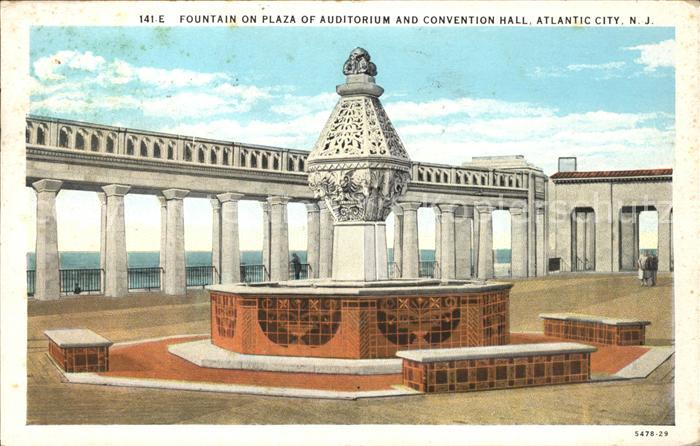 Atlantic City New Jersey Fountain on Plaza of Auditorium and Convention Hall