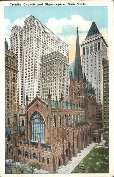 New York City Trinity Church and Skyscrapers