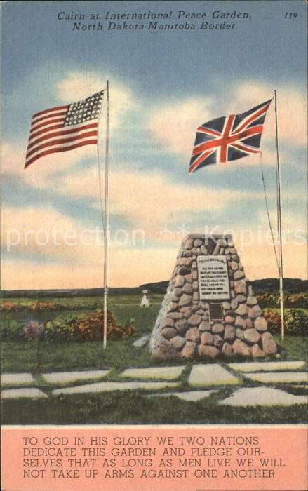 North Dakota US-State Cairn at International Peace Garden Flag