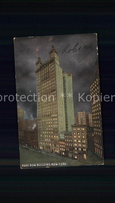 New York City Park Row Building by night