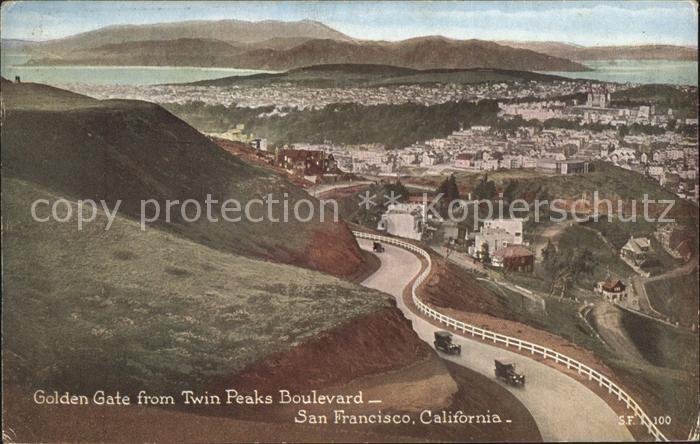San Francisco California Golden Gate Twin Peaks Boulevard Autos