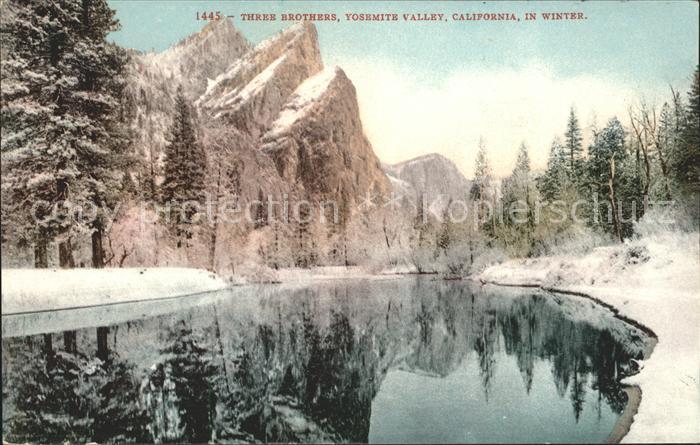 Yosemite National Park Three Brothers in Winter