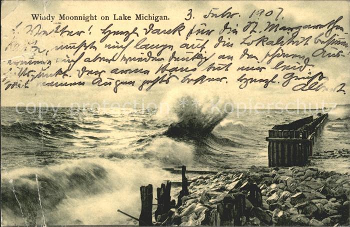 Lake Michigan Windy Moonnight