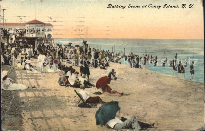 Coney Island New York Beach Bathing Scene