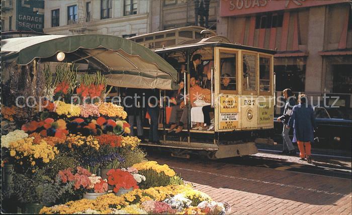 Strassenbahn Kabelstrassenbahn Blumenstand San Francisco Powell Street