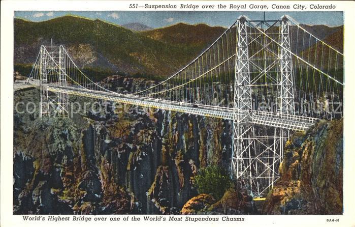 Bruecken Bauwerke Suspension Bridge Royal Gorge Canon Cit