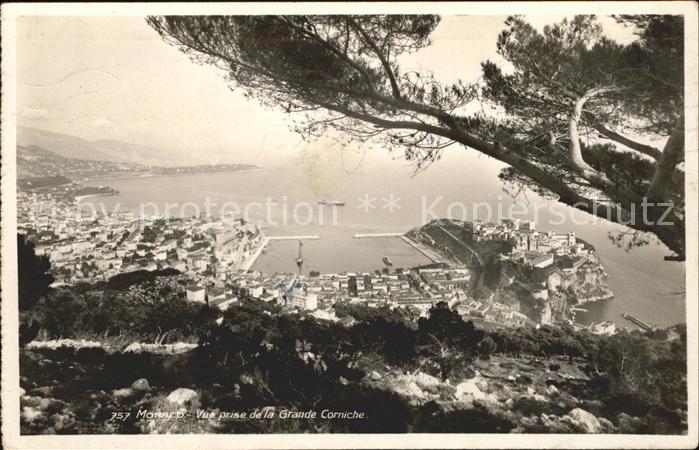Monaco Vue prise de la Grande Corniche Port Le Rocher