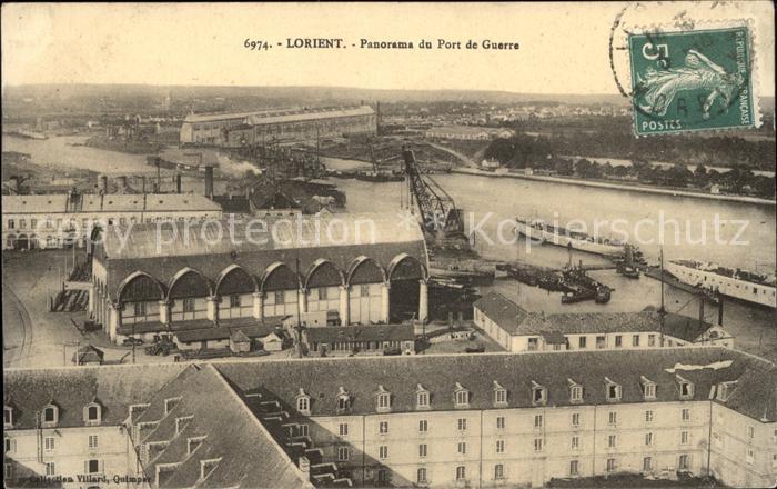 Lorient Morbihan Bretagne Panorama du Port de Guerre Stempel auf AK